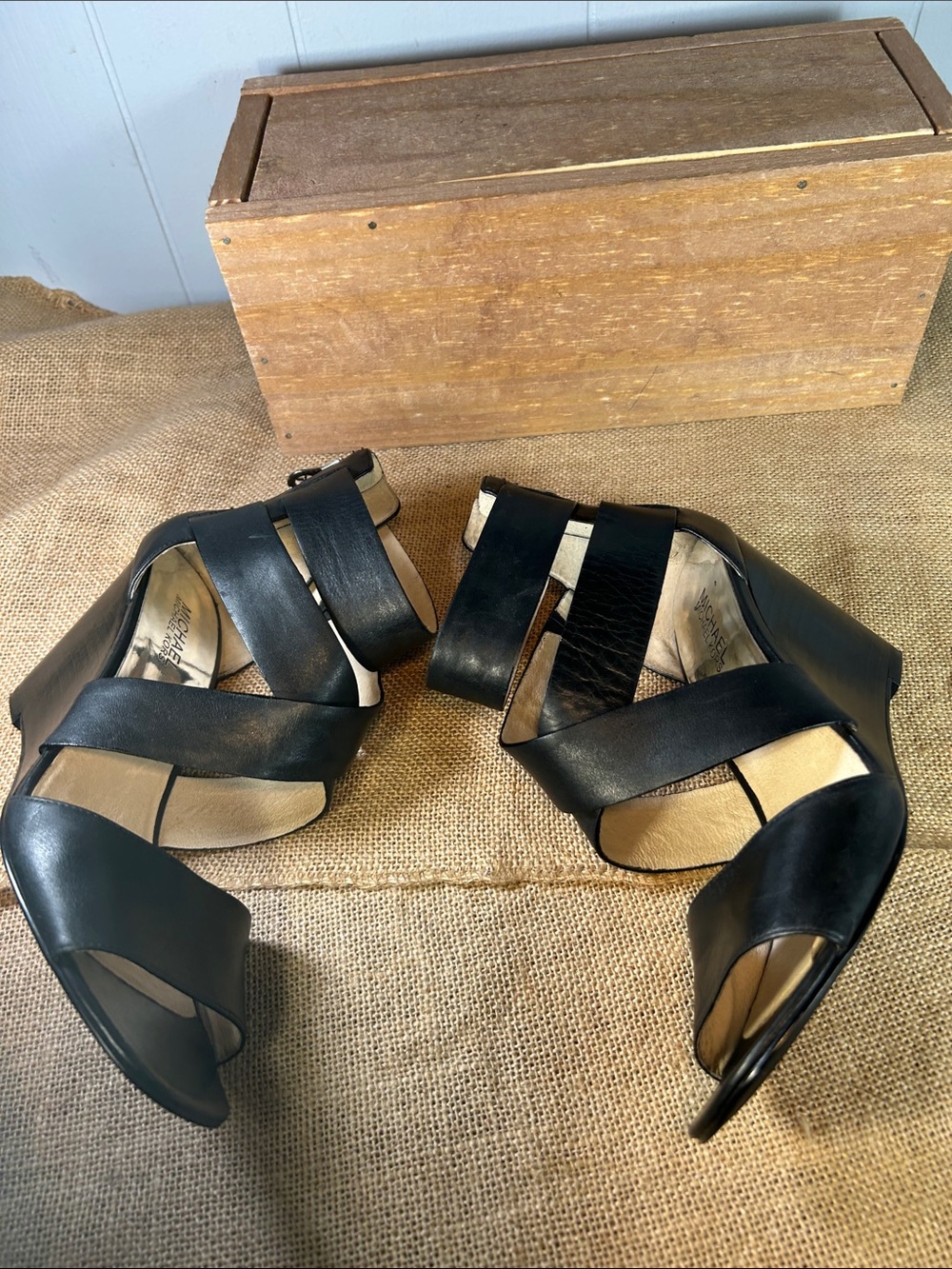 Michael Kors Black Strappy Wedge Sandals - Picture 6 of 13